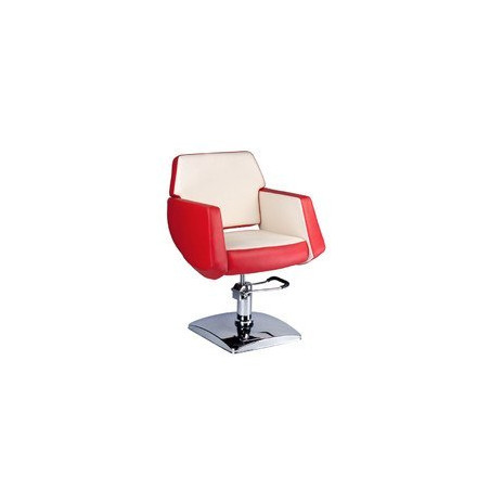  Fotel fryzjerski NICO czerwony-kremowy BD-1088 