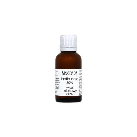 BINGOSPA Kwas mlekowy 80% ( zachować środki ostrożności, ostrzeżenia na etykiecie i Kch) 30ml                            
