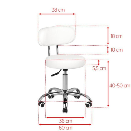 TABORET KOSMETYCZNY DO PEDICURE A-007 BIAŁY