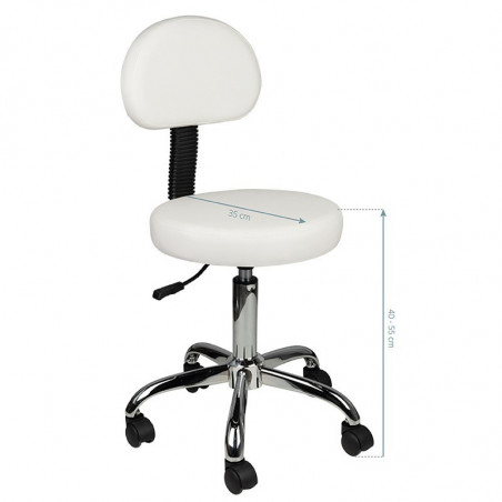 TABORET KOSMETYCZNY Z OPARCIEM AM-9934 BIAŁY 