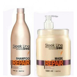 XXL STAPIZ SLEEK LINE REPAIR MASKA 1L + SZAMPON 1L 