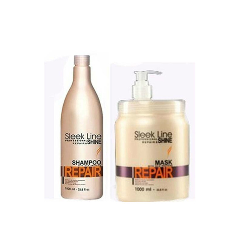 XXL STAPIZ SLEEK LINE REPAIR MASKA 1L + SZAMPON 1L 