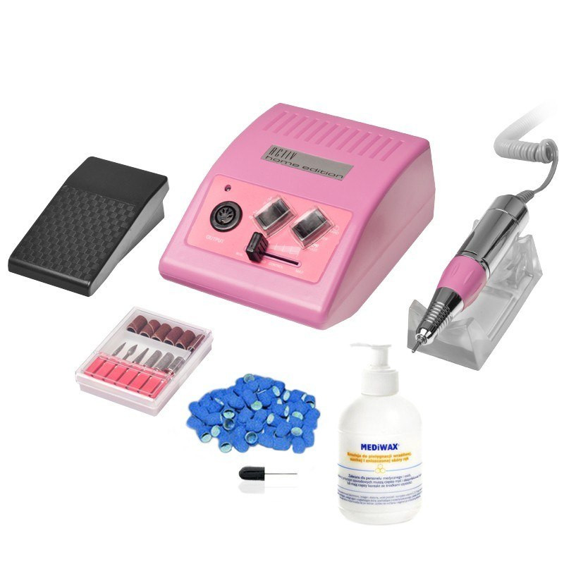 ZESTAW F-14 FREZARKA JD500 RÓŻOWA + KREM DO RĄK 360 ML + KAPTURKI + NOŚNIK                      
