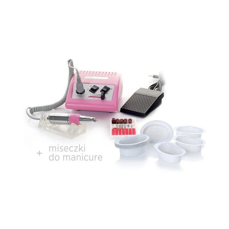 ZESTAW F-22 FREZARKA JD500 PINK + MISECZKI DO MANICURE  