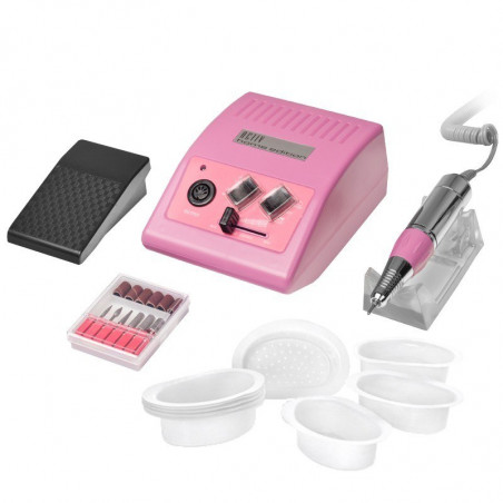 ZESTAW F-22 FREZARKA JD500 RÓŻOWA + MISECZKI DO MANICURE